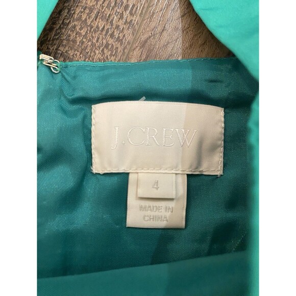 NWOT J Crew Vivid Clover Green A-Line Dress 100% Cotton Women’s Size 4 - Picture 3 of 7